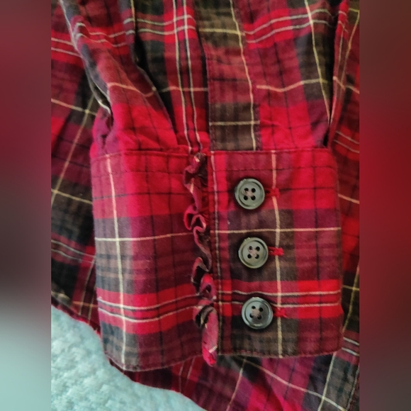 Plaid Button Down with Ruffle - Picture 5 of 9